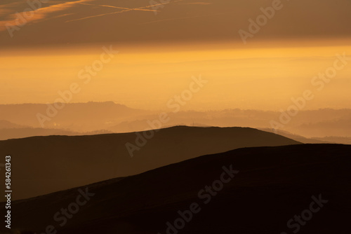 Gorgeous British dusk landscape background over Wales