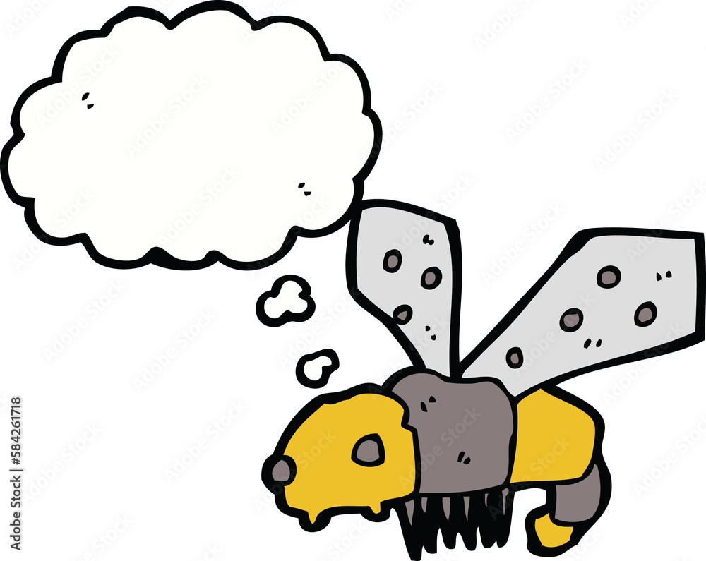 cartoon bee with thought bubble cartoon bee with thought bubble