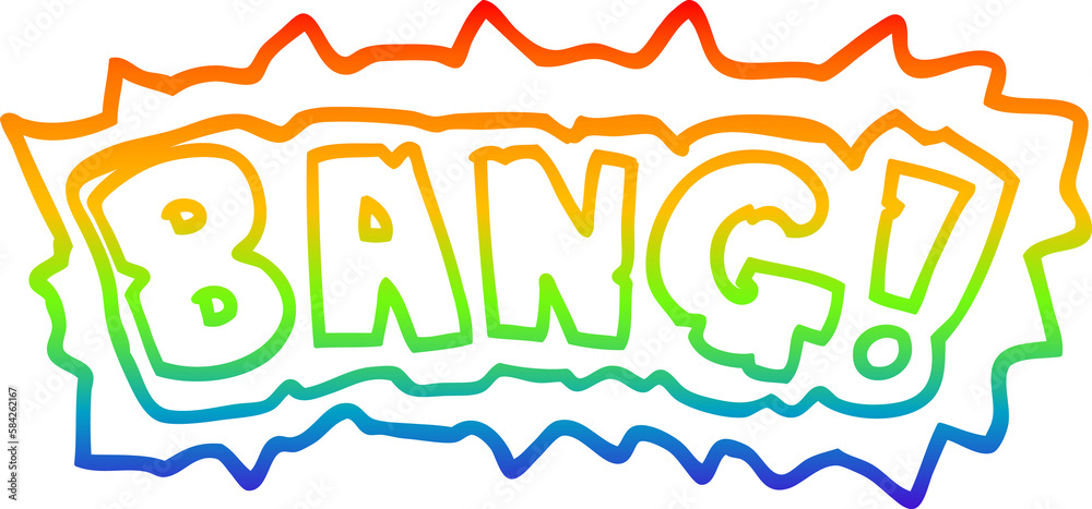 rainbow gradient line drawing cartoon word bang