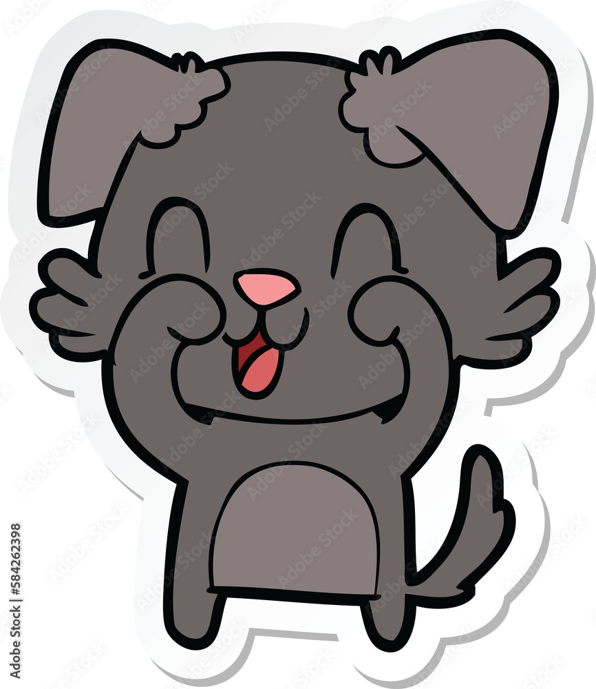 Obraz premium sticker of a laughing cartoon dog