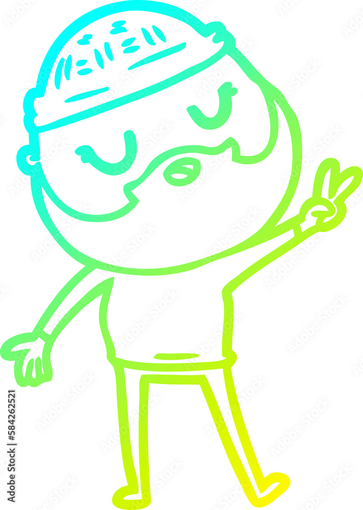 cold gradient line drawing cartoon man with beard cold gradient line drawing cartoon man with beard