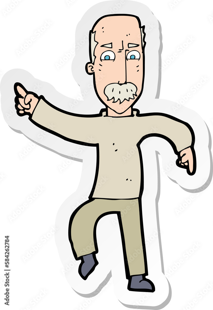 sticker of a cartoon angry old man sticker of a cartoon angry old man