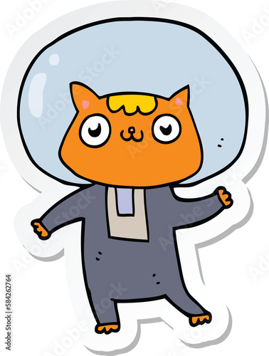 sticker of a cartoon space cat © lineartestpilot