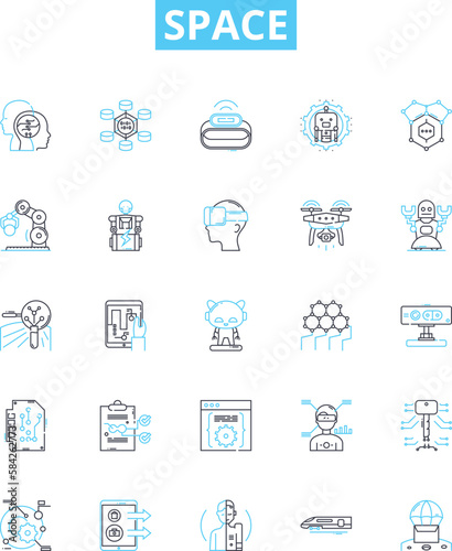 Space vector line icons set. Space, Astronomy, Stars, Planets, Universe, Cosmology, Solar illustration outline concept symbols and signs