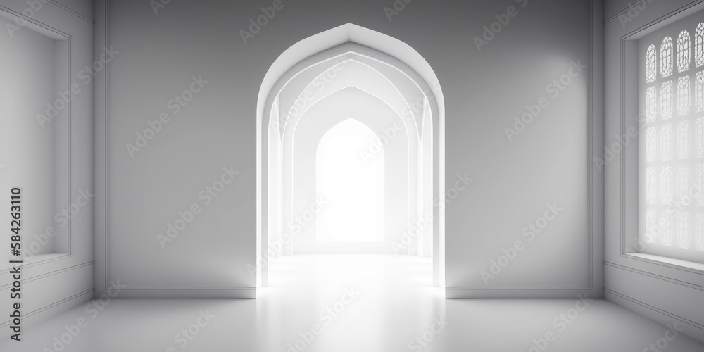 ai generated an illustration of the architectural design of interior of  Muslim Mosque