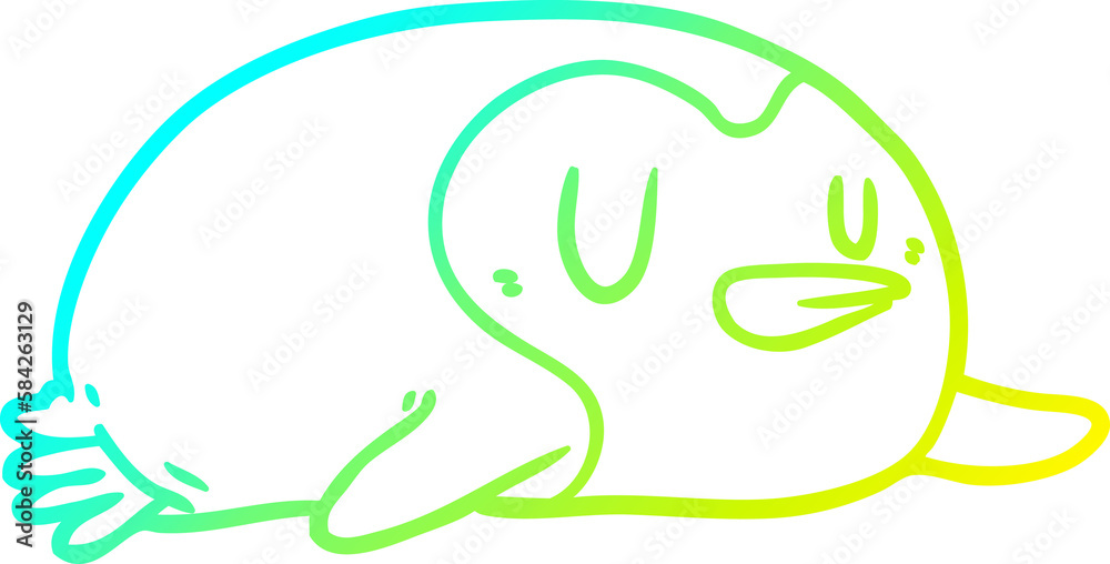cold gradient line drawing Cartoon penguin