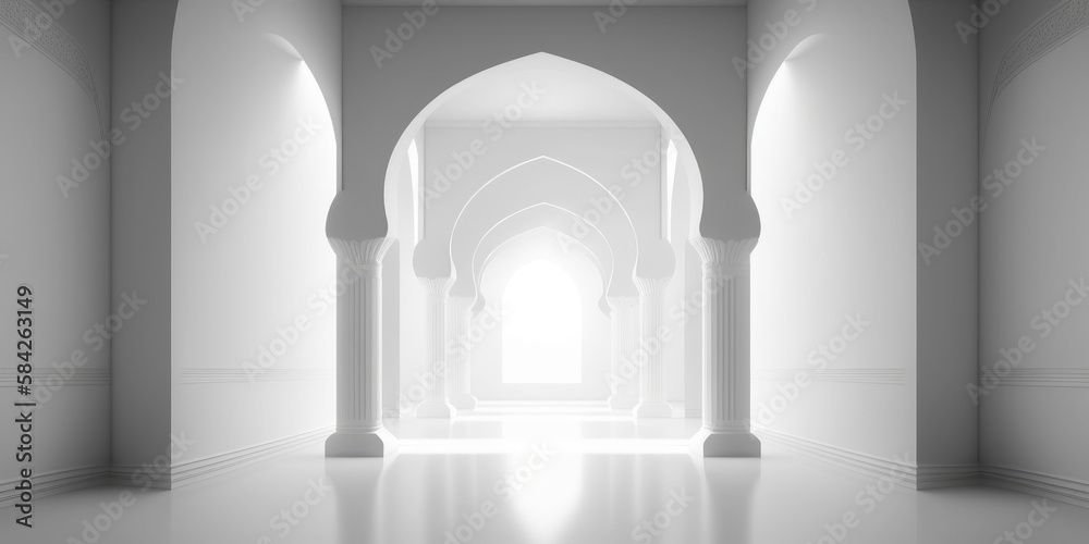 ai generated an illustration of the architectural design of interior of  Muslim Mosque