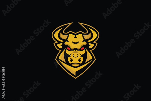 Bull Bison Buffalo Logo design vector template.