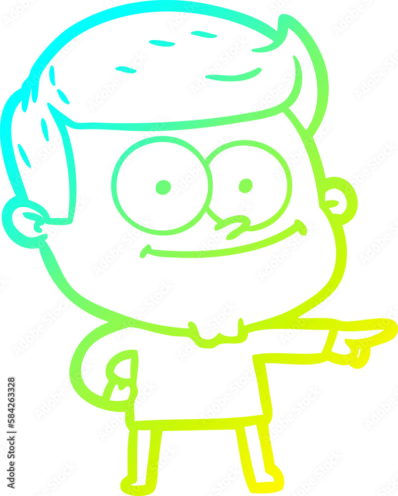 cold gradient line drawing cartoon happy man cold gradient line drawing cartoon happy man