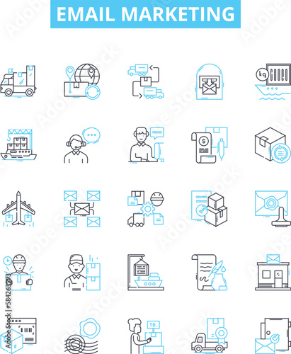 Email marketing vector line icons set. Email, Marketing, Newsletter, Campaign, Blasts, Opt-in, Autoresponder illustration outline concept symbols and signs