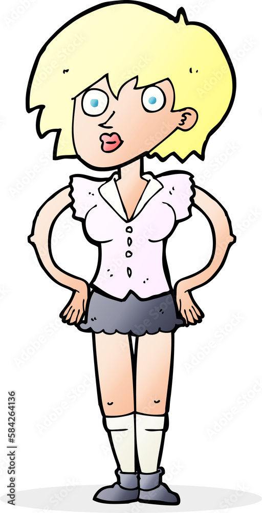 cartoon surprised woman with hands on hips cartoon surprised woman with hands on hips