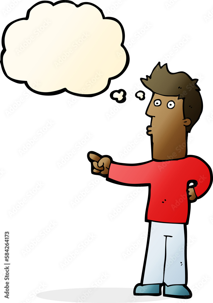 cartoon man pointing with thought bubble cartoon man pointing with thought bubble