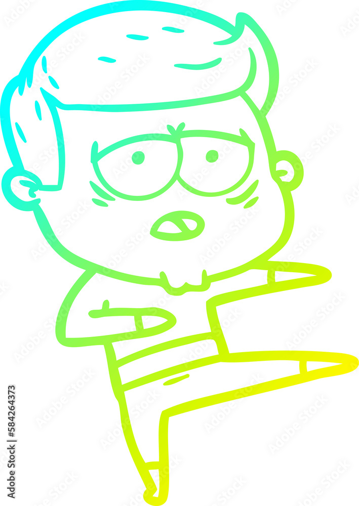cold gradient line drawing cartoon tired man cold gradient line drawing cartoon tired man