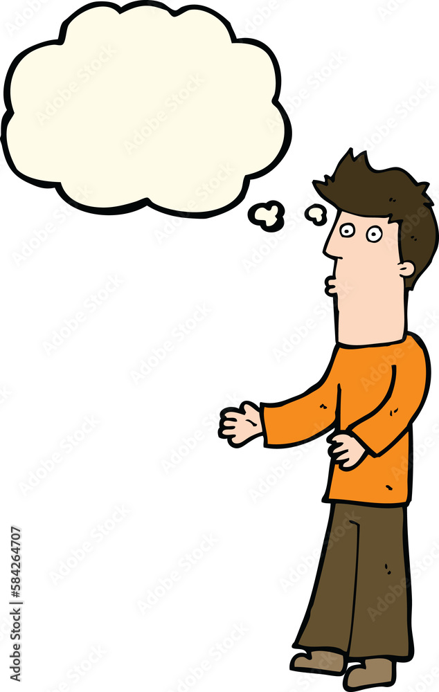 cartoon man explaining with thought bubble cartoon man explaining with thought bubble