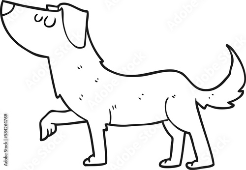 black and white cartoon dog