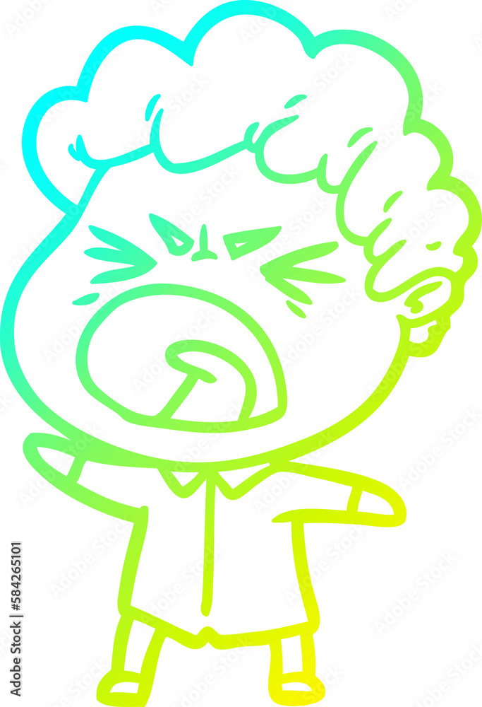 cold gradient line drawing cartoon furious man cold gradient line drawing cartoon furious man