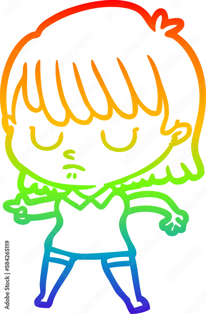 rainbow gradient line drawing cartoon woman rainbow gradient line drawing cartoon woman