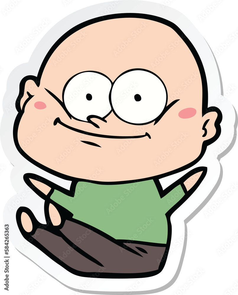 sticker of a cartoon bald man staring sticker of a cartoon bald man staring
