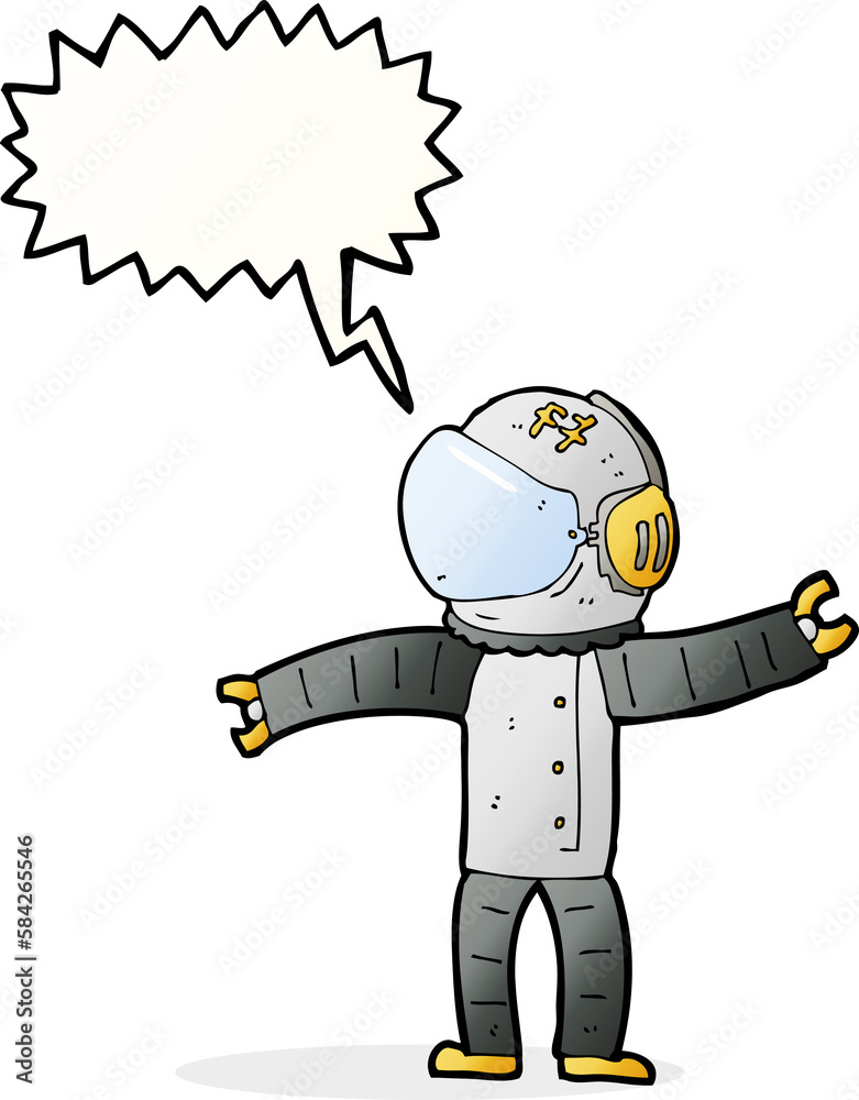 cartoon astronaut with speech bubble cartoon astronaut with speech bubble