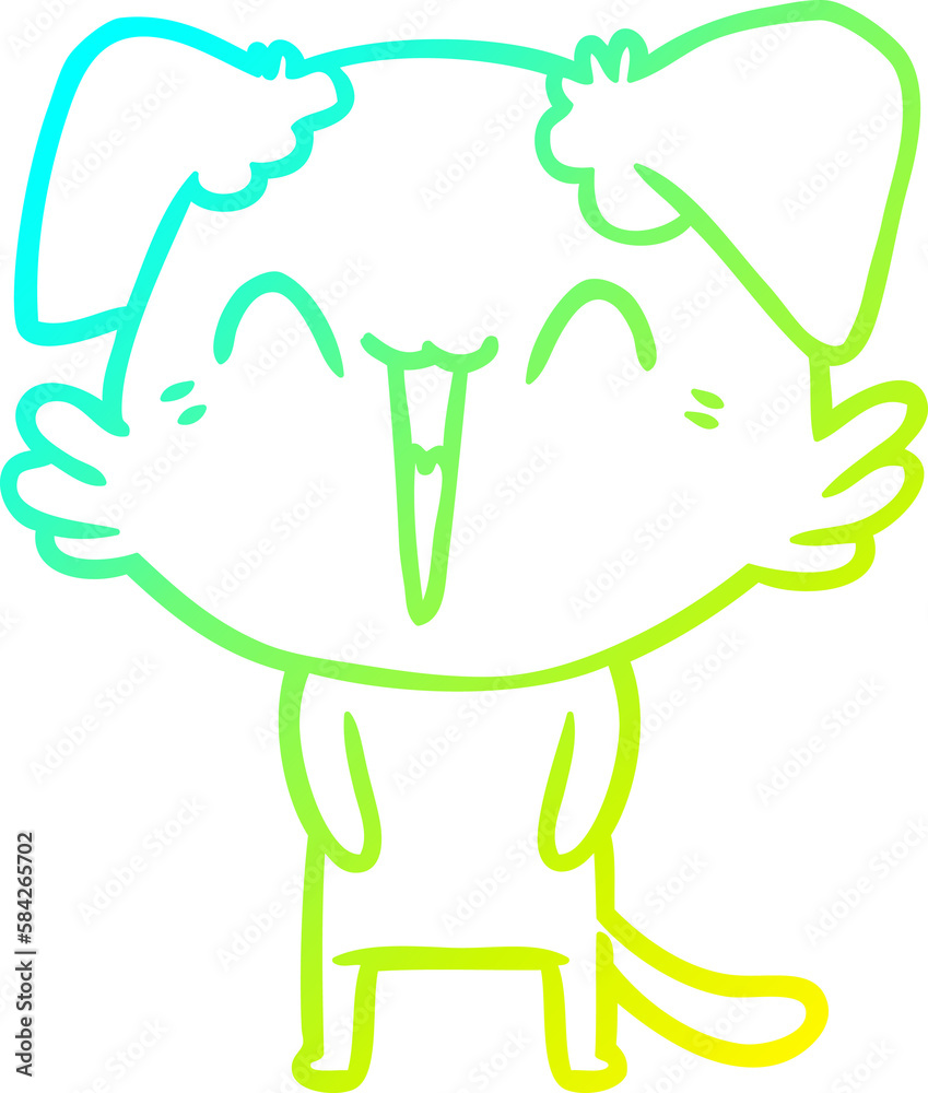 cold gradient line drawing happy little dog cartoon cold gradient line drawing happy little dog cartoon