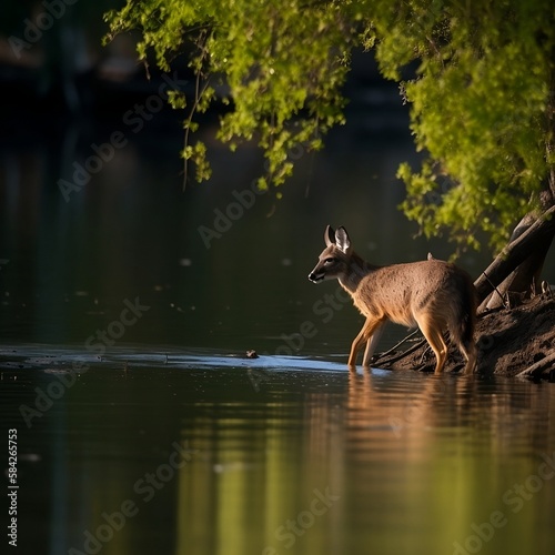 Curious deer - Natural Lake Wildlife © Birkedal