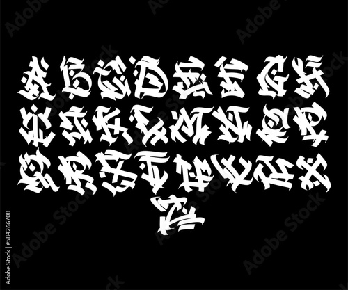 Graffiti alphabet font .calligraphy ghotic font. Vektor design illustration