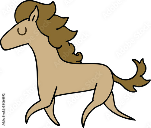 quirky hand drawn cartoon running horse