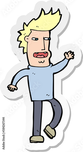 sticker of a cartoon loudmouth man