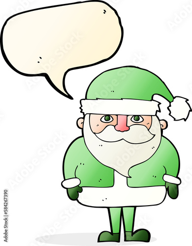 cartoon santa claus with speech bubble