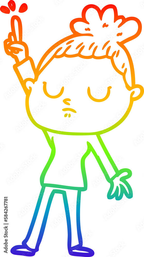 rainbow gradient line drawing cartoon calm woman rainbow gradient line drawing cartoon calm woman