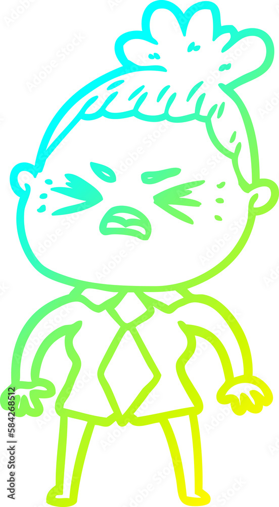cold gradient line drawing cartoon angry woman cold gradient line drawing cartoon angry woman