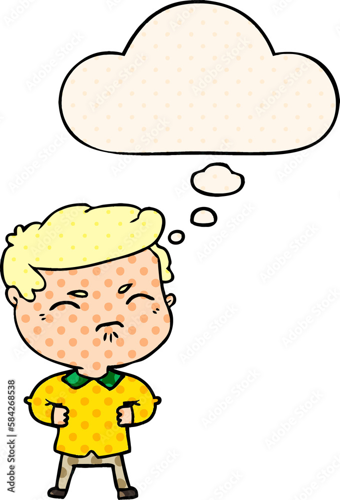 cartoon annoyed man and thought bubble in comic book style cartoon annoyed man and thought bubble in comic book style