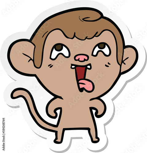 sticker of a crazy cartoon monkey