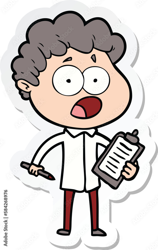 sticker of a cartoon man gasping in surprise sticker of a cartoon man gasping in surprise
