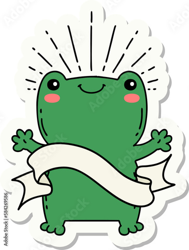 sticker of tattoo style happy frog
