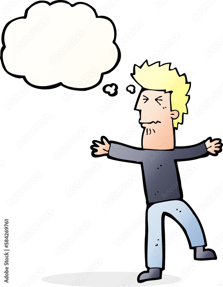 cartoon stressed man with thought bubble cartoon stressed man with thought bubble