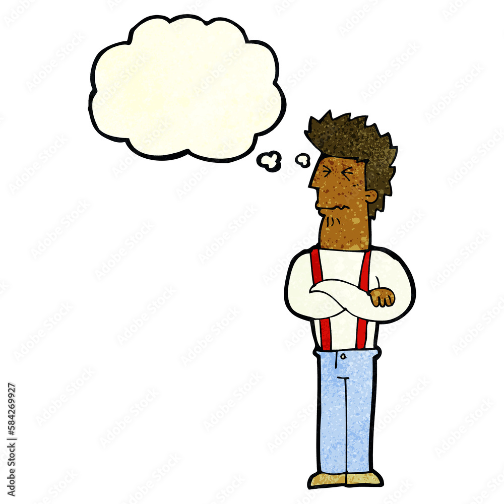 Fototapeta premium cartoon annoyed man with thought bubble