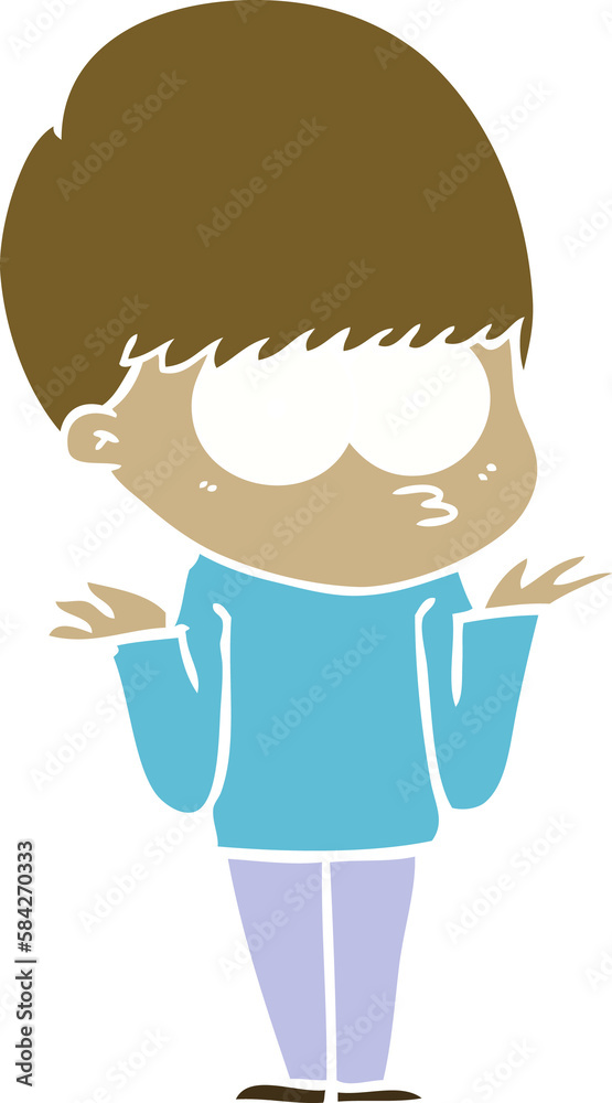 confused flat color style cartoon boy shrugging shoulders confused flat color style cartoon boy shrugging shoulders