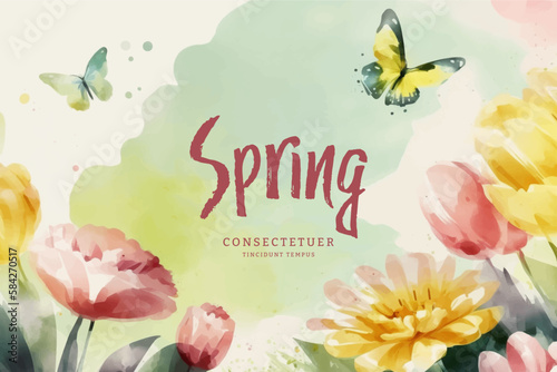 Vector watercolor spring banner