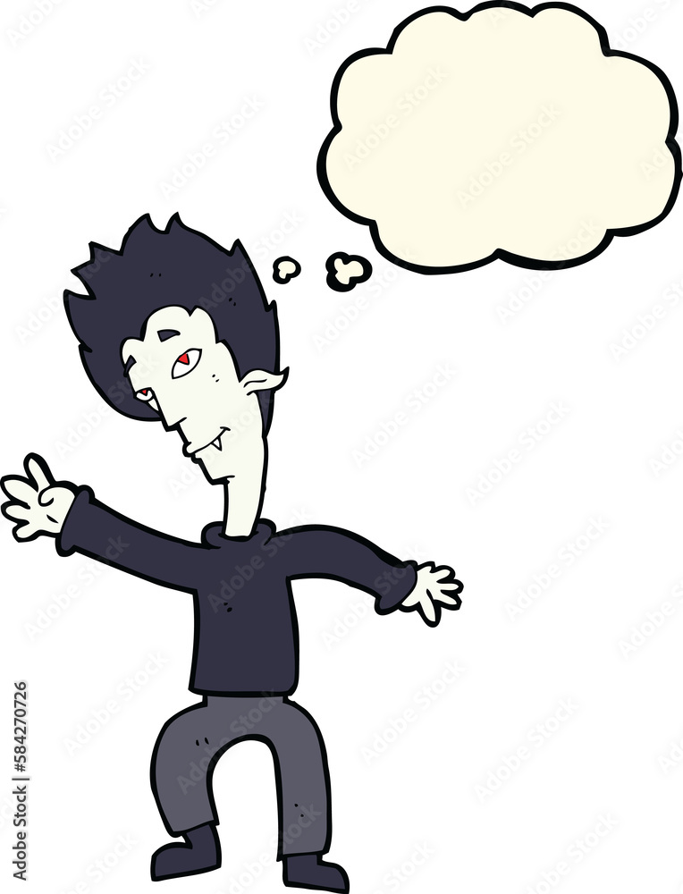 cartoon halloween vampire with thought bubble cartoon halloween vampire with thought bubble