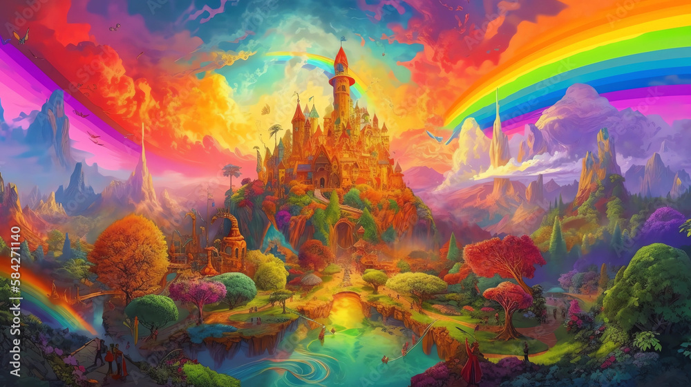 Castle Paradise with a Rainbow