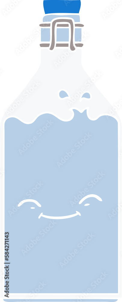 Naklejka premium flat color style cartoon old water bottle