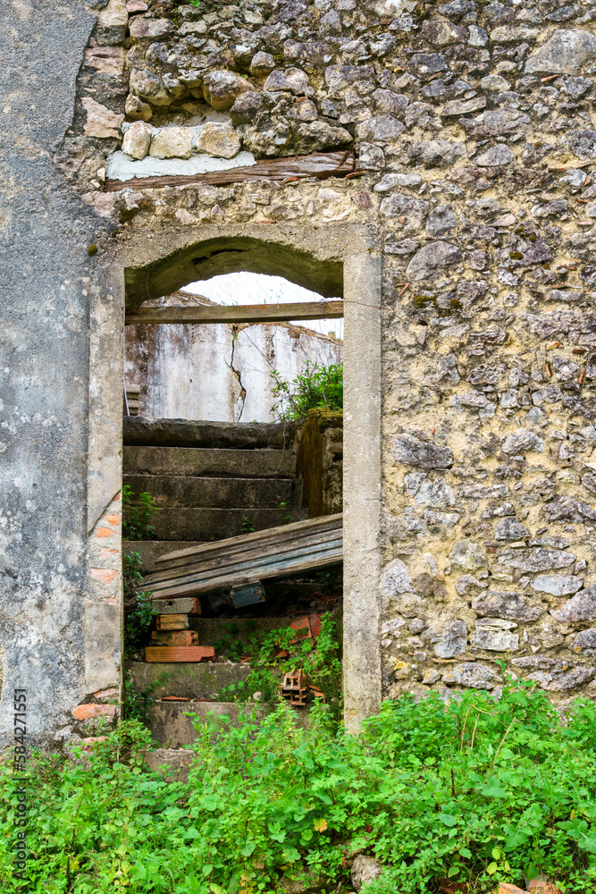 outdoor wiew of an old weathered abandoned doorway