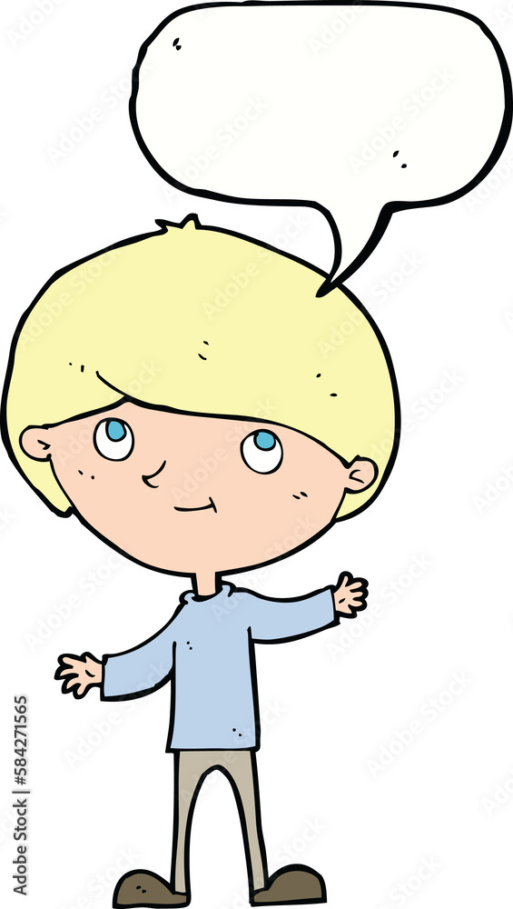 cartoon happy boy with speech bubble cartoon happy boy with speech bubble