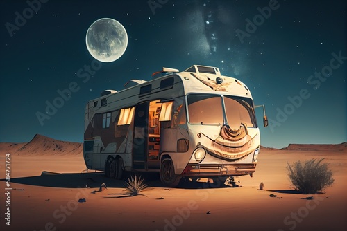 trailer camping car in a fa...