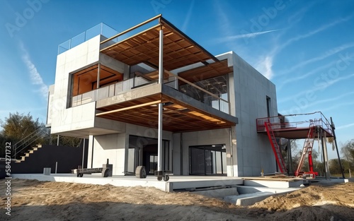 House under construction, b...