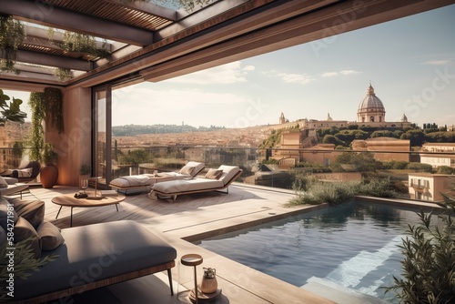 penthouse terrace with a sw...