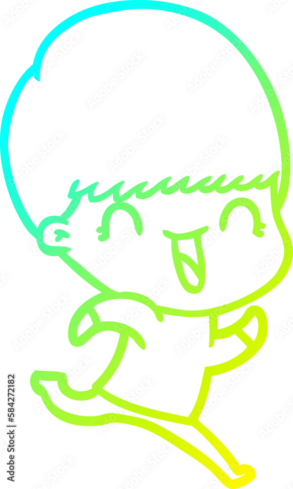 cold gradient line drawing happy cartoon boy cold gradient line drawing happy cartoon boy