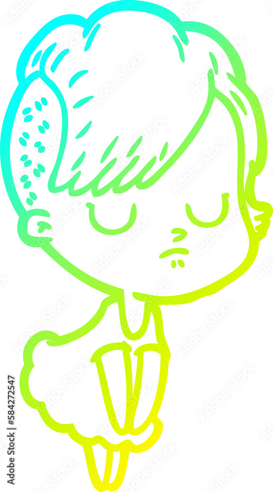 cold gradient line drawing cartoon woman cold gradient line drawing cartoon woman