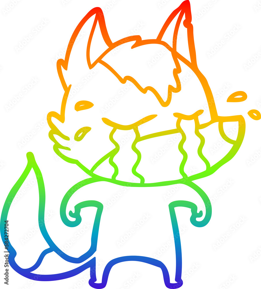 rainbow gradient line drawing cartoon crying wolf rainbow gradient line drawing cartoon crying wolf